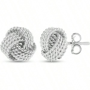 Sterling Silver Love Knot Stud Earrings - Lightweight Twisted Design for Women - 1 of 4