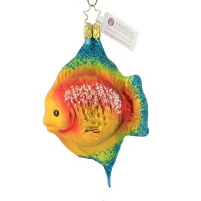 Inge Glas 4.75" Angel Fish Yellow Ornament Christmas Ocean  -  Tree Ornaments