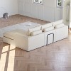 99-Inch Beige L-Shaped Modern Upholstered Sectional Sofa with Three pillows, Corduroy Sectional Sofa for Living Room and Bedroom - 4 of 4