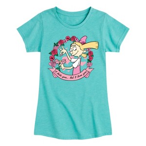 Girls' - Hey Arnold! - Valentine's I Love You Fitted Short Sleeve Graphic T-Shirt - 1 of 3