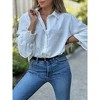 Clearlove Womens Ruffled V Neck Jacquard Shirts Long Sleeve Button Down Blouses Loose Shirt Tops - 3 of 4