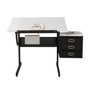 SEVOBAL Desks Adjustable Drafting Table with Stool and Storage, Professional Drawing Desk for Artists and Designers, Black, 38.5"*27"*5.1" - 1 of 4