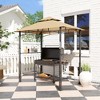 Outsunny 8' x 5' Grill Gazebo, Double Tiered Outdoor BBQ Gazebo with LED Light, 2 Side Shelves, Hooks and Bottle Opener for Patio Yard - 2 of 4