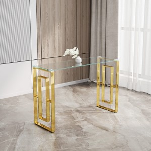 APRILSOUL47.24"Console Table Stainless Steel Glass - 1 of 4