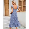 Womens Square Neck Smocked Maternity Dress Flutter Sleeve Summer Maxi Sundress - 2 of 4