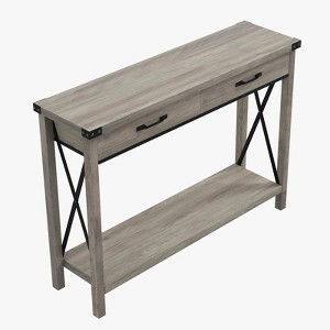 31"Console Table, Industrial Entryway Table with Drawers and Shelf, 2-Tier Narrow Sofa Table, Foyer Table for Couch Entryway Corridor Living Room - 1 of 4