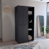TIRAMISUBEST Double Door Wardrobe Armoire - Mobile Storage Cabinet with Locking Wheels & Adjustable Shelf | Space-Saving Closet Organizer - 4 of 4