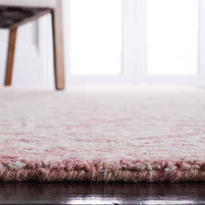 Ivory and Pink Floral Hand-Tufted Wool Area Rug
