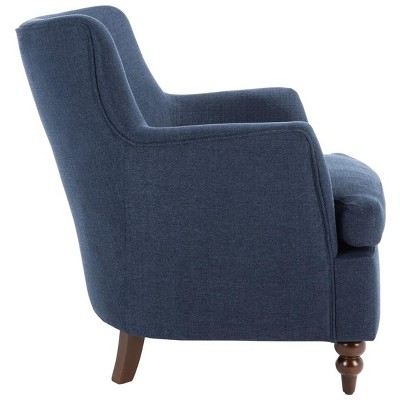 Navy Linen Lawson Accent Chair with Walnut Spindle Legs