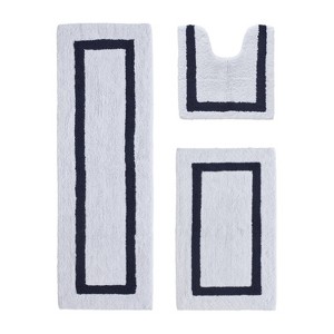 Hotel 3 PC Bath Rug 100% Premium Cotton Tufted Weave Two Tone Reversible Bathroom Rug, Super Soft Absorbent, Machine Washable Bath Mat - 1 of 4