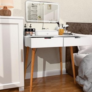 KWPZQEB 31.98" W Small Makeup Vanity Table, Dresser Desk with Large HD Mirror, Vanity Desk with 3 Drawers, Modern Dressing Table for Bedroom, Closet - 1 of 4