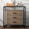 Tempered Glass, Steel, and Melamine Raised Bottom Three-Drawer Dresser - Bedroom Furniture, Durable, Stylish, Spacious, and Modern - 3 of 4