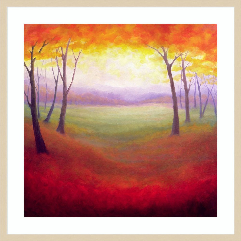 33" x 33" October Trees by Lee Campbell Wood Framed Wall Art Print - Amanti Art