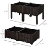 Aghana Digitals Elevated 4-Piece Plastic Planter Boxes, Brown Raised Garden Beds with Legs for - 3 of 4