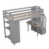 Whisen Modern Design Twin Size Wooden Loft Bed with Storage Drawers, Desk and Stairs - 3 of 4