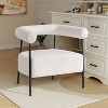 Airsurfer Modern Boucle Fabric Upholstered Accent Chair, Curved Armchair with Black Metal Frame, White - 2 of 4