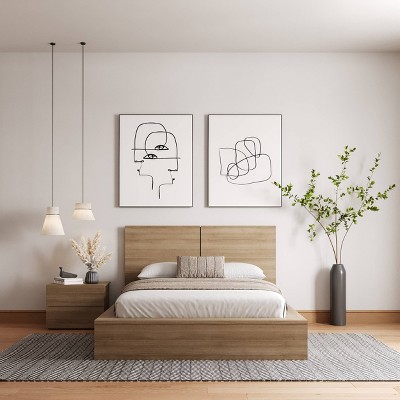 Brown Oak Composite 3-Piece Full Bedroom Set