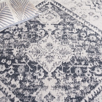 Ivory and Gray Synthetic Square Area Rug 6'7"