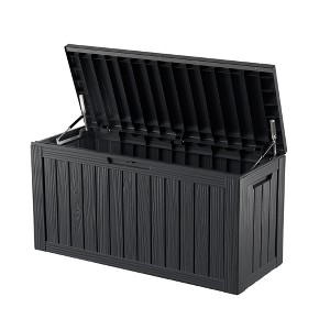 FURNIinspire Deck Boxes, Outside Storage Box Container with Handle for Patio Furniure, Garden Tools, Pool Supplies, Black, 46.26"*18.7"*23.23" - 1 of 4