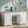 GustoWave 60" Farmhouse Executive Desk with 3 Drawers - Large Wood Computer Desk with Storage Cabinet, Easy Assembly, White - 2 of 4
