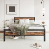 Platform Bed Frame Modern Rustic with Wood Grain Headboard and Footboard for Bedroom Full Size - 3irtyhousy - 2 of 4