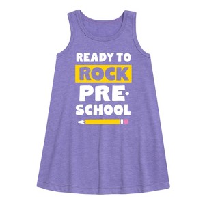 - Instant Message - Ready To Rock Preschool Graphic Sleeveless Aline Dress - 1 of 4