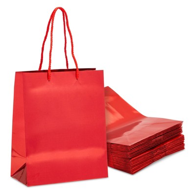 24 Pack Red Paper Gift Bags with Handles for Birthday Party, Wedding and Baby Shower
