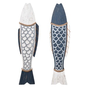 11" 2pc Couple Fish Wood and Decorative Wall Art - StyleCraft: Nautical Theme, Polystyrene Carved, Ready to Hang - 1 of 4