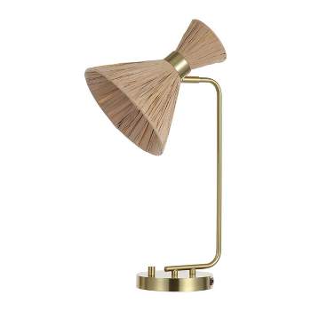 Sohma 21 Inch Rattan/Iron Table Lamp W/ Usb Port_ - Light Brown/Brass Gold - Safavieh.
