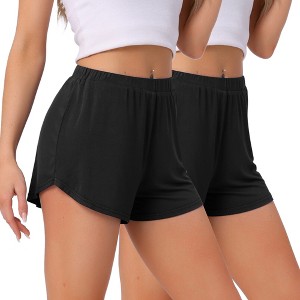 INSPIRE CHIC Women's Cozy Solid High Waist Casual Bottoms 2 Pcs Sleep Pajama Shorts - 1 of 4