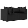 vidaXL Patio Corner Sofas with Cushions 2 pcs Black Poly Rattan - 2 of 4