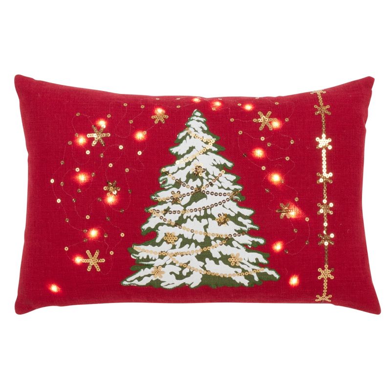 Saro Lifestyle LED Lights Christmas Tree Down Filled Pillow, 3 of 5