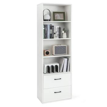 Costway 6-Tier Tall Bookshelf Freestanding Modern Bookcase Black Storage Cabinet White/Black