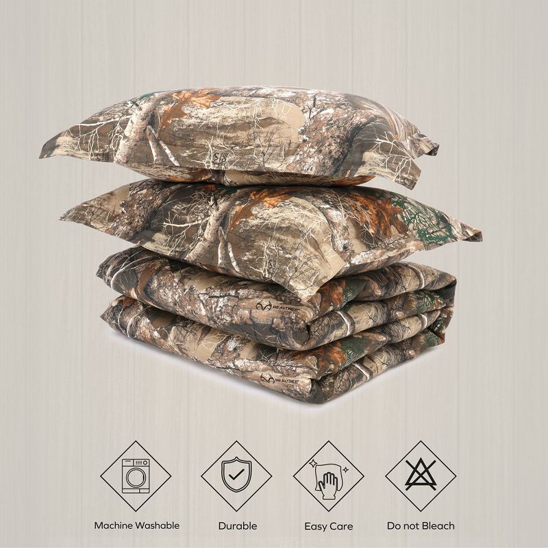 Realtree Edge Camo Comforter Set, Premium Polycotton Fabric, Camouflage Bed Set Full, Super Soft 3-Piece Forest Bedding Set Hunting & Outdoor, 3 of 8