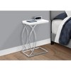 Vynxaria Contemporary Modern C-Shaped Accent Table Glossy White Laminate, Thick Top, Chrome Metal Supports, 0.75" High Base - 2 of 4