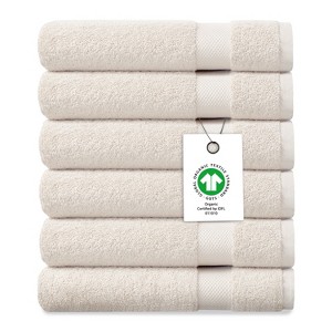 Delara 100% Organic Cotton Soft, Quick Dry & Ultra-Absorbent Wash Cloth (Pack of 6) - 1 of 4