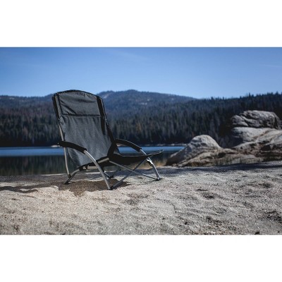 Black Steel Frame Folding Camping Chair with Padded Armrests