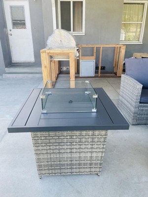 35 x 16 in. Glass Wind Screen, Fits Carlisle 52 x 32 in. Fire Pit Table