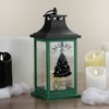 Northlight LED Candle With Christmas Tree Lantern - 12" - Green and Black - 2 of 4