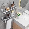 Angel Sar 2-Tier Glass Bathroom Shelf, 15.7 Inch Tempered Glass Shelves with Towel Bar, Wall Mounted Storage - 4 of 4