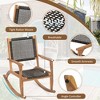 2-Piece Outdoor Acacia Wood Rocking Chair Set with Wicker Rattan Seat & Backrest - 2 of 4