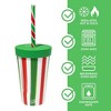 Silipint Silicone Kids 8oz Straw Tumblers 4 Pack - Peppermint & Poinsettia - 2 of 4