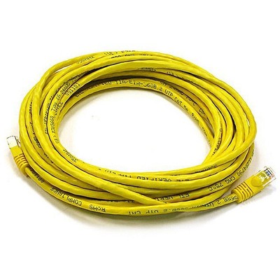 Monoprice Cat5e Ethernet Patch Cable - 25 Feet - Yellow | Network Internet Cord - RJ45, Stranded, 350Mhz, UTP, Pure Bare Copper Wire, 24AWG