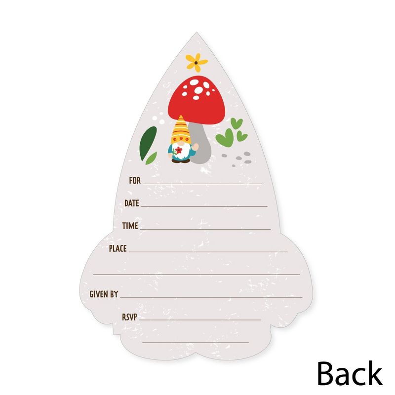 Big Dot of Happiness Garden Gnomes - Shaped Fill-In Invitations - Forest Gnome Party Invitation Cards with Envelopes - Set of 12, 5 of 8