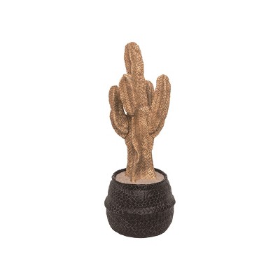 Transpac Resin 15.75 in. Brown Spring Woven Cactus in Pot