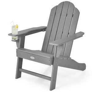 Tangkula Adirondack Chair Outdoor with Cup Holde Weather Resistant Lounger Chair for Backyard Garden Patio and Deck Black/Grey/Turquoise/White - 1 of 4