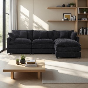 99" Chenille L-Shaped Modular Sectional Sofa, 4-Piece Set - 1 of 4