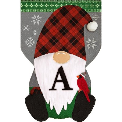 Winter Gnome Burlap Monogram Letter a Garden Flag 18" x 12.5" Briarwood Lane