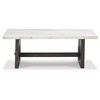 Signature Design by Ashley Burkhaus Traditional Rectangular Coffee Table with Marble Tabletop, Dark Brown & White - image 3 of 4