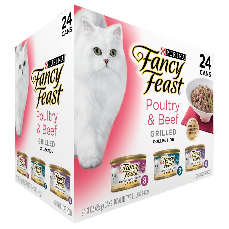 Purina Fancy Feast Grilled Variety Pack with Chicken, Turkey &#38; Beef Flavor Wet Cat Food Cans - 3oz/24ct, 5 of 11